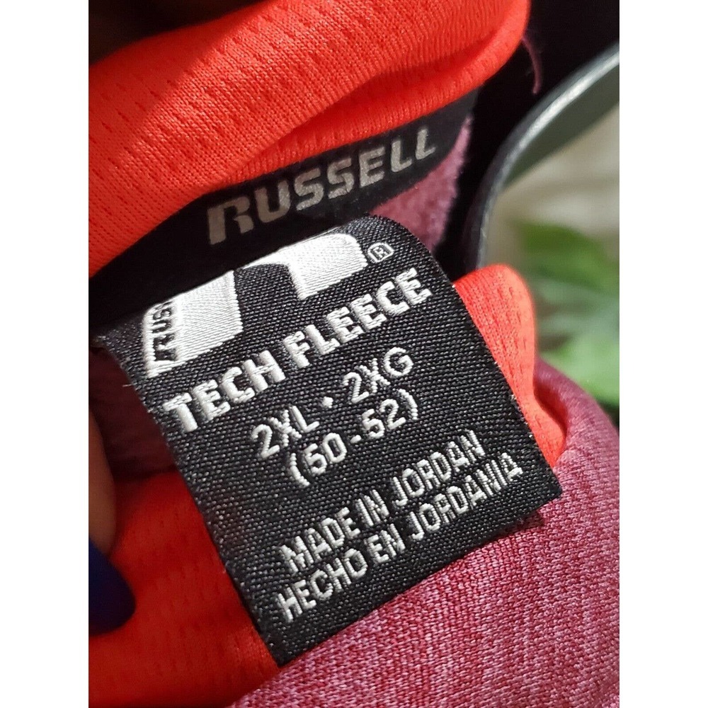 Russell Athletic Men's Maroon Polyester Long Sleeve Pullover Fleece Hoodie 2XL - Picture 6 of 10